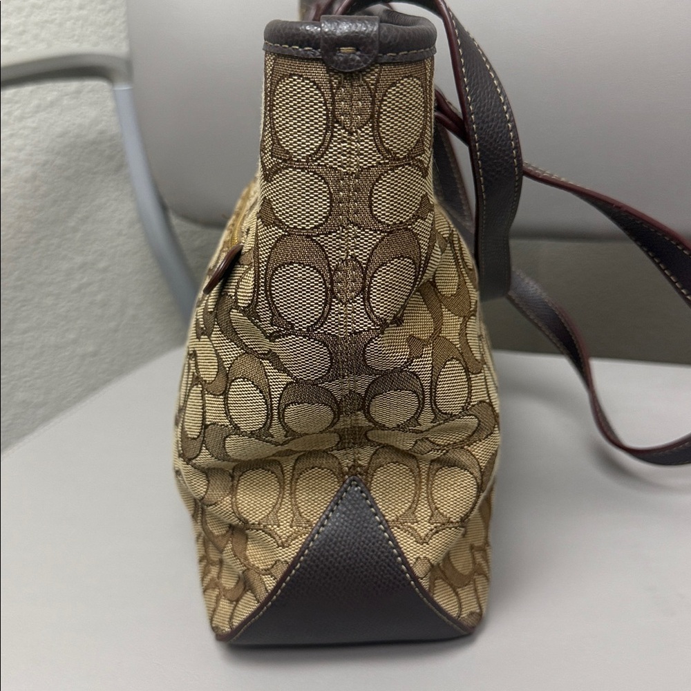 Coach Tan and Brown Signature Tote - Picture 6 of 12